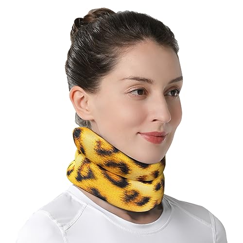 Willcom Nackenstütze für Nackenschmerzen Unterstützung, Weich Halskrause für Schlafen, Wirbel Ausrichten und Stabilisieren, Entlastet Druck in der Wirbelsäule (Leopardenmuster, Medium, 29-35CM)