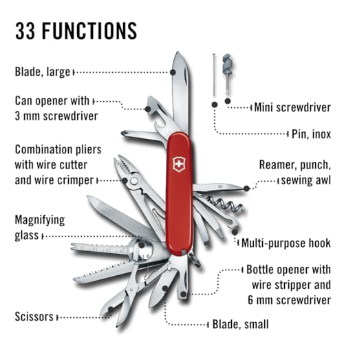 Victorinox Swiss Champ Swiss Army Knife, 33 Functions, Swiss Made Pocket Knife with Large Blade, Screwdriver, Chisel and Combination Pliers - Red by Victorinox - Image 3