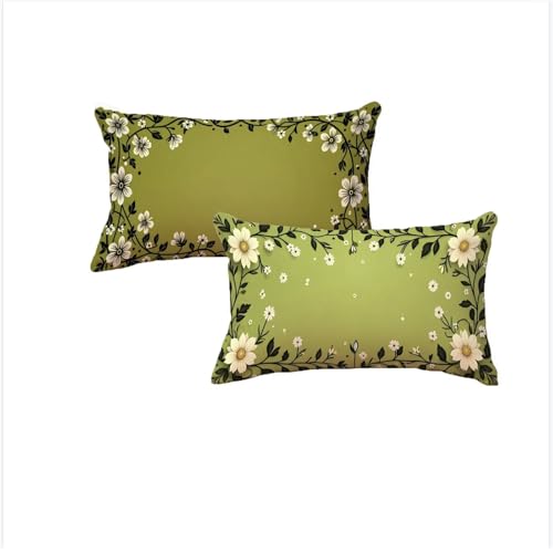 Housse coussin 50x70cm lin de qualité supérieure avec motif géométrique vert - 2