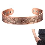🥇 Material de metal recubierto de cobre de alta calidad e hipoalergénico El brazalete magnético está fabricado con metal recubierto uniformemente de cobre, completamente sin plomo ni níquel, ideal para pieles sensibles o propensas a alergias. Su capa de laca resistente a los arañazos evita eficazmente la oxidación y la decoloración, manteniendo una apariencia impecable incluso tras meses de uso diario.