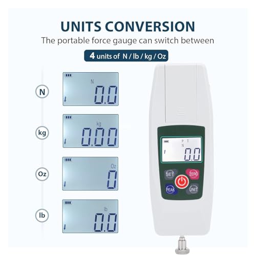 Digital Kraft Push Pull Meter 500N Handheld -Dynamometer mit Einheiten N Lb Kg Oz Spannungsmessgeräte Druckschub -Tester