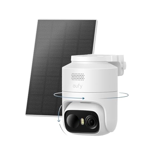 eufy Security eufyCam C37,Solar Security Camera Outdoor Wireless,360° Pan & Tilt AI Tracking,2K Security Camera,People/Pet/Vehicle Detection,Flexible Solar Panel,Colour Night Vision,No Month