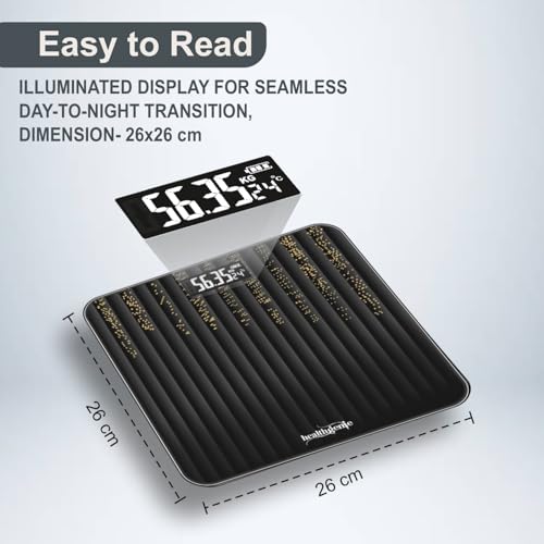 Image of Healthgenie Weight Machine for Body Weight Thick Tempered Glass LCD Display With 3 Years Warranty Weighing Scale Glitters Fall