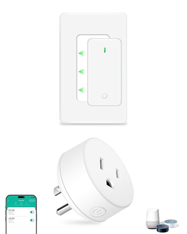NineLeaf WiFi Smart Plug with Remote Wireless Remote Outlet w Decor Switch Voice Control Timer Compatible with Alexa