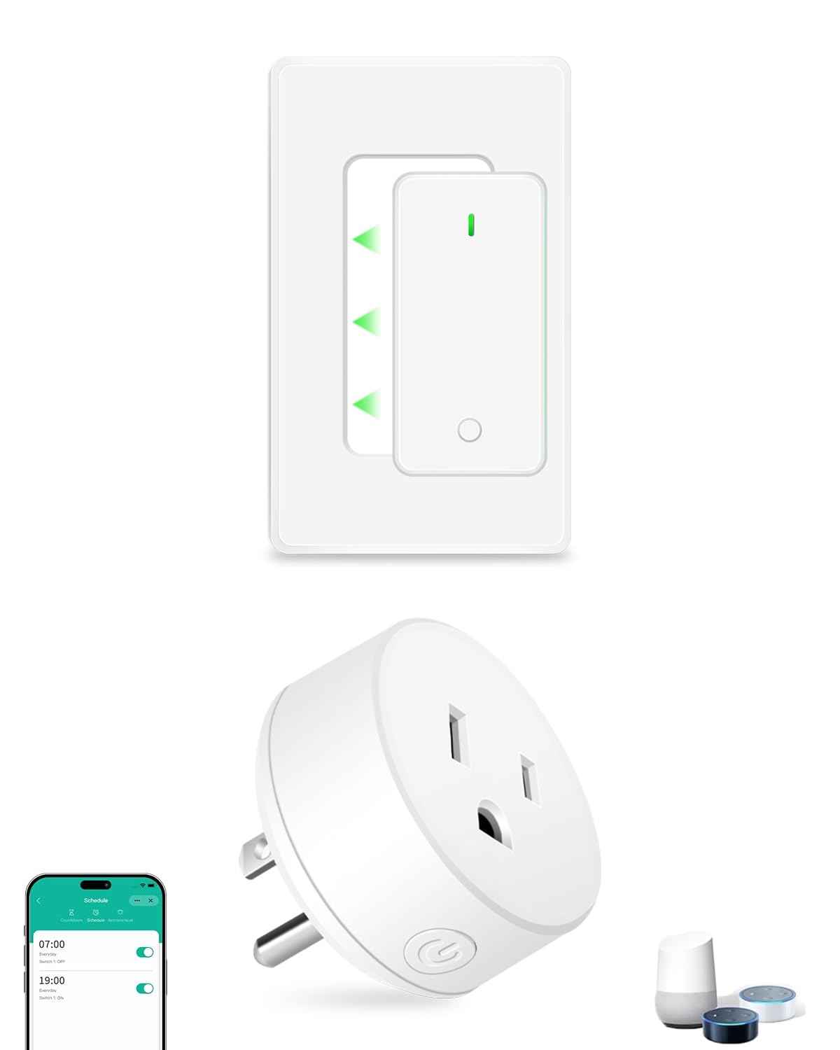 NineLeaf WiFi Smart Plug with Remote Wireless Remote Outlet w Decor Switch Voice Control Timer Compatible with Alexa