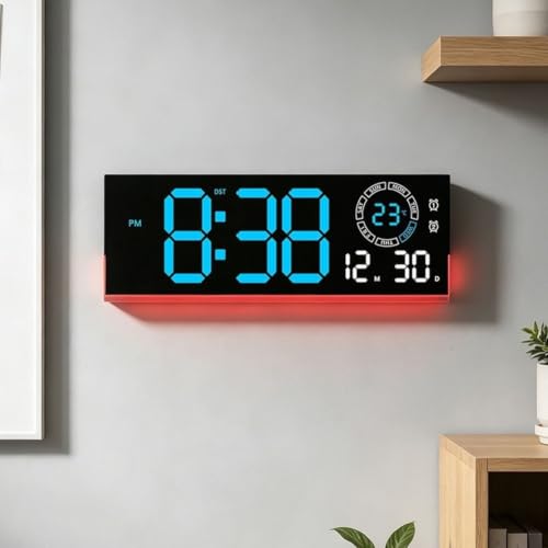 Reloj LED digital de pared con calendario y doble alarma para evitar descuidos 8