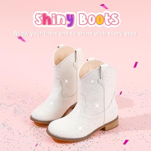 Image of Motasha Toddler Girls Cowgirl Boots Glitter Toddler Cowboy Boot Ankle Girls Boots Little Kids Horse Riding Shoes Party Birthday