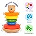 Bimi Boo Wooden Rainbow Stacking Rings for Toddlers - Ring Stacker Baby Toy with Roly-Poly Base - Montessori Early Counting Toy, Size Recognition Learning Activity - Ideal Baby Gift (5 Rings)