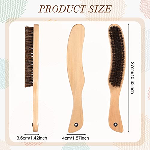 3 Pieces Fedora Hat Brush Kit Includes Lint Remover Duster Brushes for Felt Hats Horsehair Bristles Felt Hat Cleaning Sponge for Western Cowboy Cowgirl Hats Hat Size Tape Hat Size Reducer (Natural) - Thumbnail 2