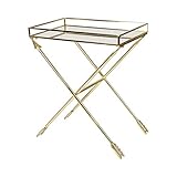 Kate and Laurel Madeira Arrow Metal Accent Table with Mirrored Tray Top, Gold