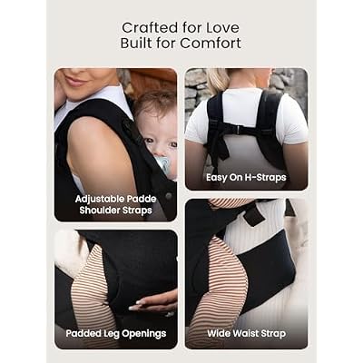 GROWNSY Baby Carrier, One-Click Release Clasp for Easy to Wear, Cozy Wraps Carrier Newborn to Toddler with Head Support(7-44lbs), Ergonomic & Lightweight for Infant to Toddler, Black