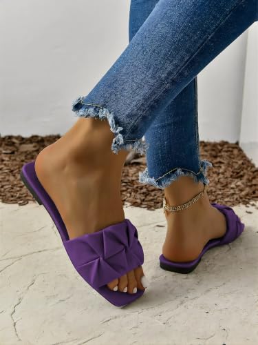 Image of GORGLITTER Women's Summer Cute Flat Sandals Dress Slide Sandals Square Toe Wedding Shoes Vacation Trendy Sandals 2026