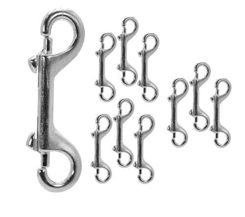 Jeffers Double Ended Bolt Snaps 4.75", Nickel Plated Metal Snap Hooks for Horse Tack, Dog Leash, Rope, Chain, Bucket, Keychain, Lanyard, Camping, Fishing, Outdoor, DIY, Crafts, Hardware - 10 Pack