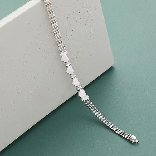 LeCalla 925 Sterling Silver Heart Bracelet Jewelry for Women | Lightweight Infinity Heart Link Charms Adjustable Bracelets | Valentines Day Gifts for Her3