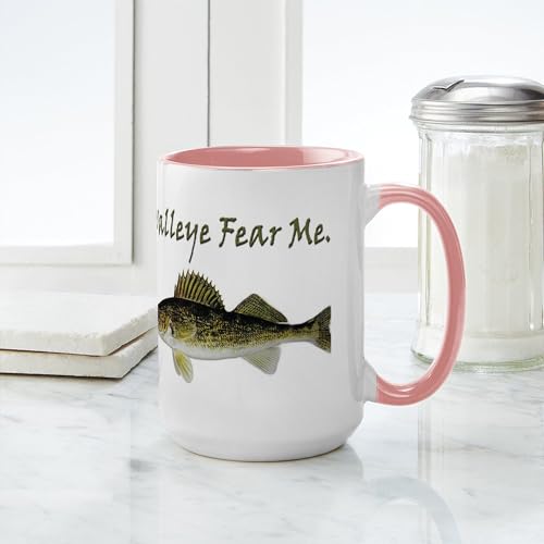 Taza de cerámica grande 15 oz blanca con interior rosa miniatura 4