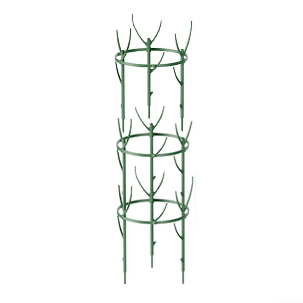 Plant Support Trellis Rings Metal Stake for Garden Flowers Tomatoes Cucumbers Climbing Plants Rust-Resistant Green Powder Coated Easy Install(triple layer)