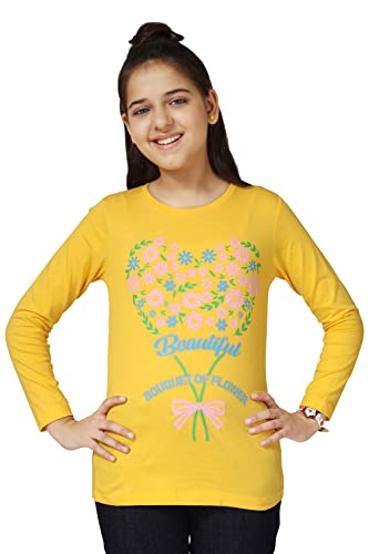 Image of KYDA KIDS Girls Cotton Full Sleeve Printed T-Shirt (Pack of 3)