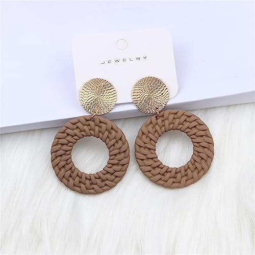 Boho Acrylic Geometric Round Braided Drop Dangle Earrings for Women2