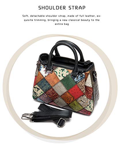 Bolso Satchel de cuero multicolor para mujer miniatura 5