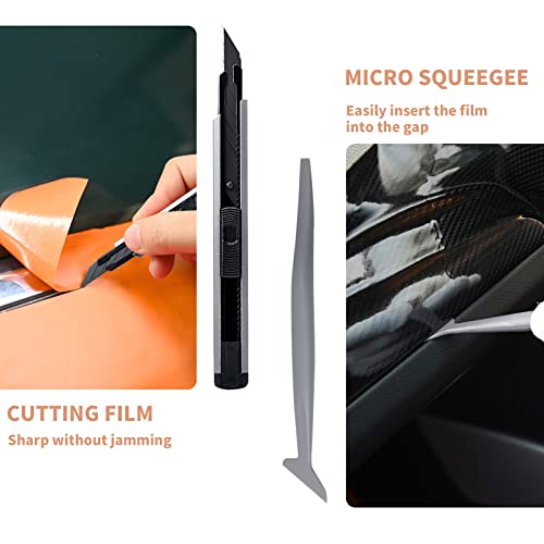 Image of Gomake Vehicle Vinyl Wrap Window Tint Film Tool Kit Include 4 Inch Felt Squeegee, Retractable 9mm Utility Knife and Blades, Zippy Vinyl Cutter and Mini Go Corner Squeegee for Car Wrapping