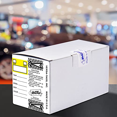 Image of Versa-Tags 500 Per Box, Self-Protecting Paper Key Tags with Chrome-Plated Split Rings Perfect for Car Truck Or RV Dealers Top Stripe Yellow