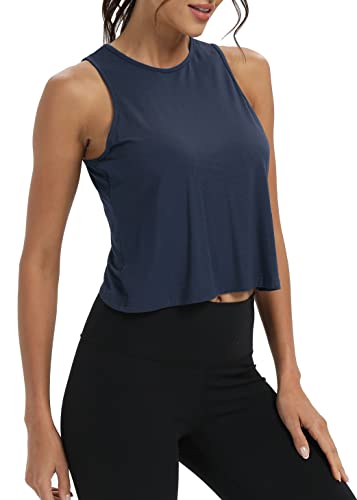 Mippo Workout Tops for Women Cropped Open Back Sleeveless Tank Tops Athletic Gym Yoga Shirts Loose Fit3
