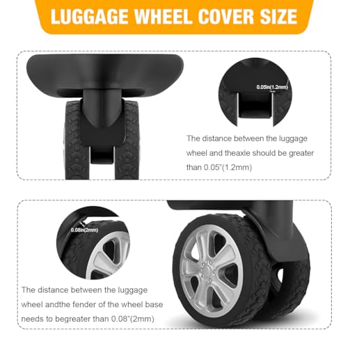 Image of PALAY 8 Pcs Luggage Wheel Silicone Protector Cover, Silent Wheel Cover