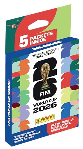 2026 Panini FIFA World Cup Sticker EcoBlister – 5 Official Sticker Packs – Includes Amazon Parallel Inserts – Licensed Tournament Collection