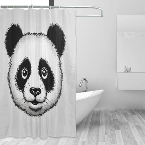 Rideau de douche panda avec 12 crochets rideau salle de bain - 3