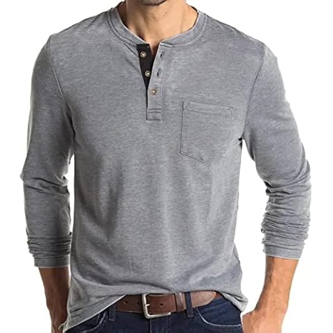 COOFANIN Men's Classic Long Sleeve Henley Shirt Cover