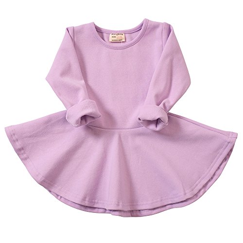 Infant Toddler Baby Girls Dress Cozy Ruffles Long Sleeves Cotton (3-4Year(4T), Purple)