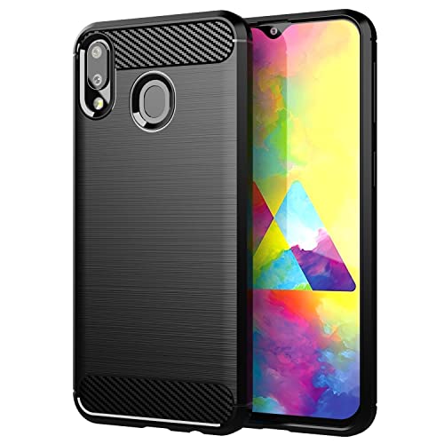 Cadorabo Funda para Samsung Galaxy A10s / M01s en NEGRO CEPILLADO - Funda para Teléfono Móvil Fabricada en Silicona TPU en Acero Inoxidable Fibra Óptica de Carbono - Protectora Funda Clanda Ultra Fina