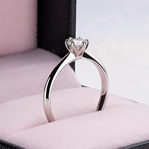 AINUOSHI Sterling Silver Moissanite Ring, 1/2 ct Round Cut Wedding Ring, D-E Color Grade, Perfect for Wedding, Engagement and Anniversary.2