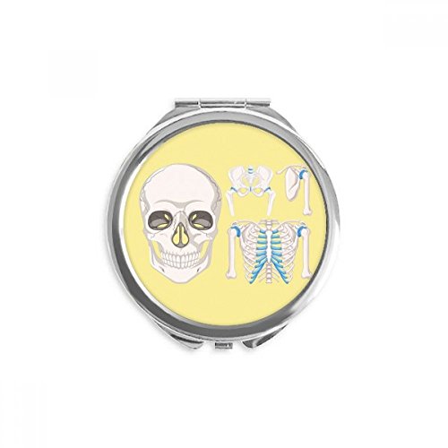 Miroir de poche squelette et crâne illustré, cadeau original de maquillage portable
