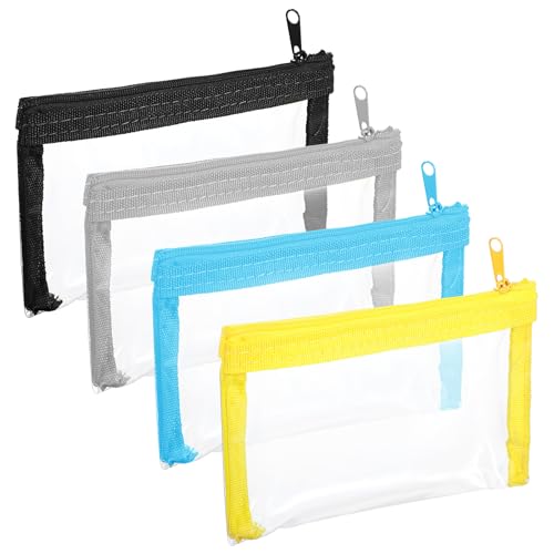 Tyqour 4Pcs Small Clear Makeup Bag 6.10 x 3.54inch Waterproof Clear Travel Bags Cosmetic Bags Zipper Pouches Multipurpose Makeup Pouches for Daily Toiletries Travel Office Supplies