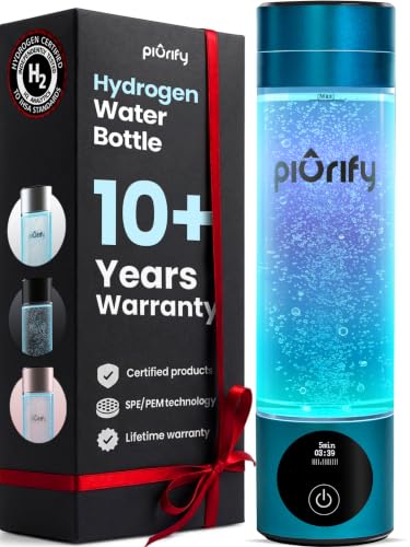 PIURIFY Hydrogen Water Bottle Generator | Up to 6300+ PPB in 3 Cycles | Molecular Hydrogen with...
