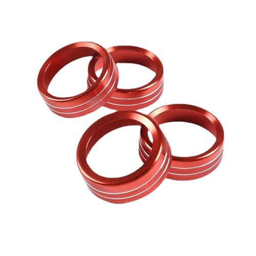 4-Pc Aluminum AC Knob Covers for Toyota Tacoma 2016-2023, Red
