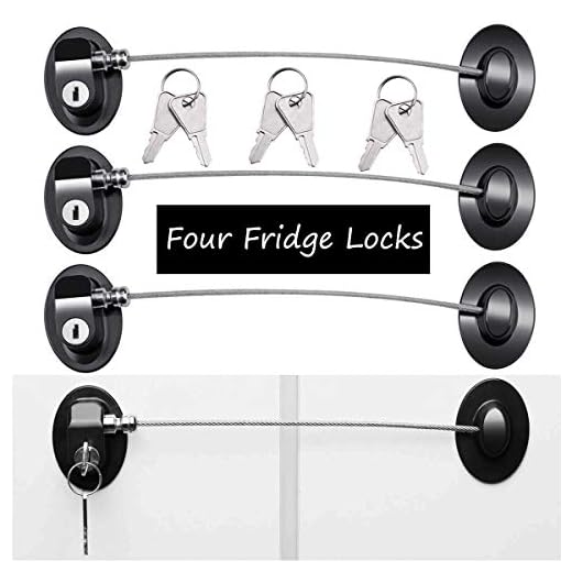 4 Pack Refrigerator Locks with 8 Keys,Child Safety Fridge Lock,Refrigerator Lock Combination,Mini Fridge Lock, File Drawer Lock, Toilet Seat Lock with Strong Adhesive by XccMe (Black)