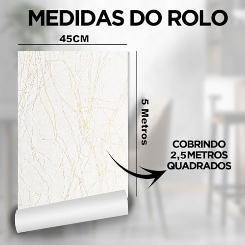 Papel de Parede Lavável Autoadesivo Fios Dourados 5 Metros