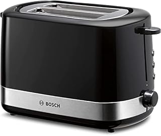 Bosch kompaktowy toster TAT6A513, zintegrowana nasadka do bułek, z automatycznym wyłącznikiem, z funkcją rozmrażania, idealny na 2 kromki tostów, funkcja podnoszenia, centrowanie chleba, 800 W, stal