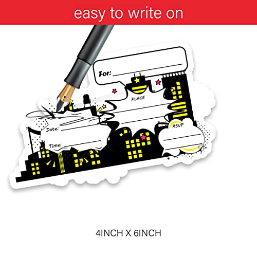 Superheroes Birthday Party City Shaped Fill In Invitations Super Hero Girls Boys Kids Birthday Party Invite Cards With Envelopes (Set Of 20) #TOP2