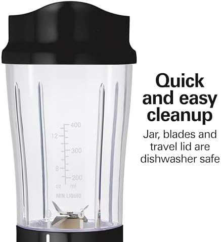 Hamilton Beach Personal Blender for Shakes and Smoothies with 14 Oz Travel Cup and Lid, Black (51101BC) — view 3