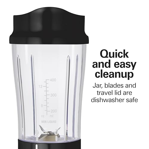 Hamilton Beach Portable for Shakes and Smoothies, 14 Oz BPA Free Travel Cup & Lid, Durable Stainless Steel Blades, Personal Smoothie, Black (51101AG) by Hamilton Beach - Image 4