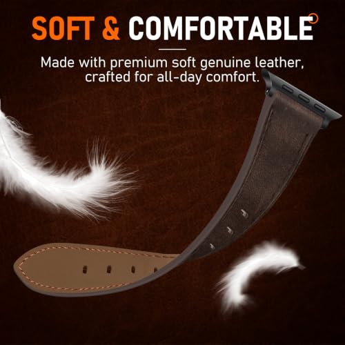 Image of Genuine Leather Watch Band Men Compatible with Apple Watch