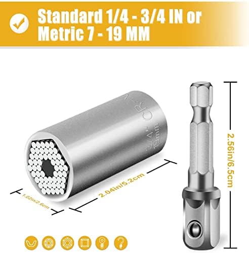 Universal Socket for Men, Lpluziyyds New Upgrade Universal Socket Wrench Set (7-19mm) with Ratchet Wrench Power Drill Adapter, Dad Gift, Best Tool Gifts for Men, Father, Husband, DIY Handyman