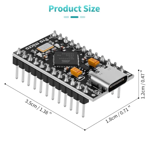 YELUFT 3pcs Pre-Soldered Pro Micro ATMEGA32U4 5V 16Mhz Development Board Microcontroller USB C Interface Compatible with Arduino IDE
