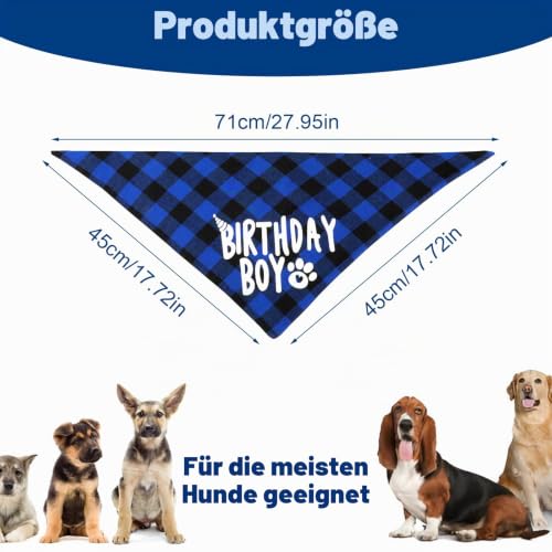 Oruola 71 cm Lang Hunde Halstuch, Hundehalstuch, Hund Geburtstag, Hundehalstuch Personalisiert Geburtstagsdekoration für kleine mittelgroße und große Hund, Blaue und Schwarze Streifen Hunde Bandana