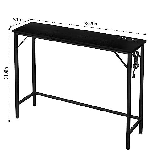 Idalhouse Narrow Console Table, Black Sofa Table With Outlets, Behind Couch Table For Living Room, Hallway Table For Entryway-Black #TOP6