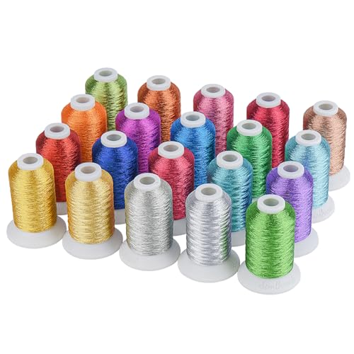 Simthread Best 20 Colors Metallic Embroidery Machine Thread Kit 500M(550Y)