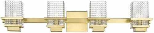 Miniatura 3 de Innovations Lighting Wellfleet - Tocador de baño de 4 luces en estilo retro, 6 pulgadas de alto y 33 pulgadas de ancho, acabado dorado satinado,
